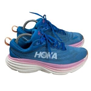 HOKA -‎ Bondi 8 Women’s Shoes in Blue, Pink Sz 10.5 B (Missing size tag)